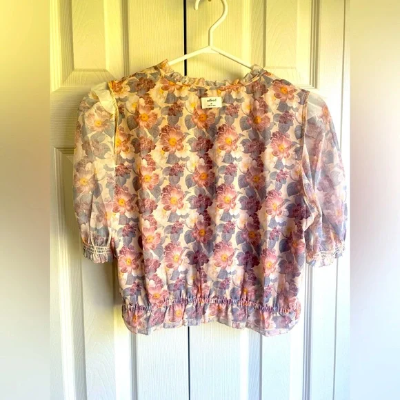 New Aritzia Wilfred Mansfield Ruffle Blouse Floral - Picture 5 of 8